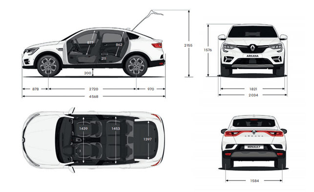 Nuova Renault Arkana dimensioni