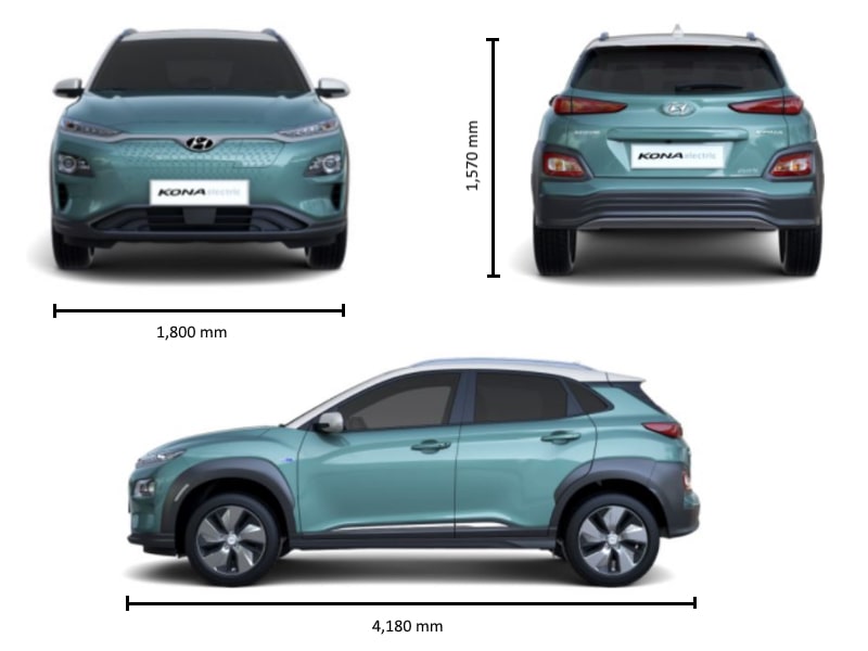 dimensioni hyundai kona elettrica