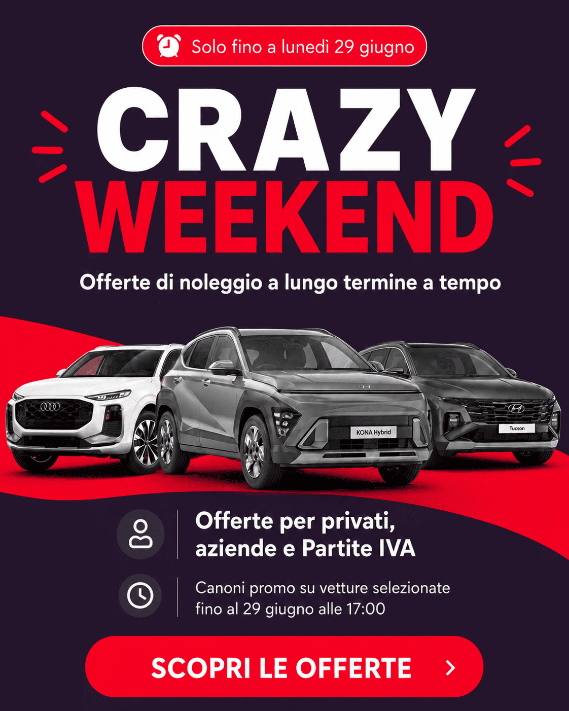 Crazy Weekend Rent&Drive - offerte noleggio a lungo termine per privati, aziende e Partite IVA